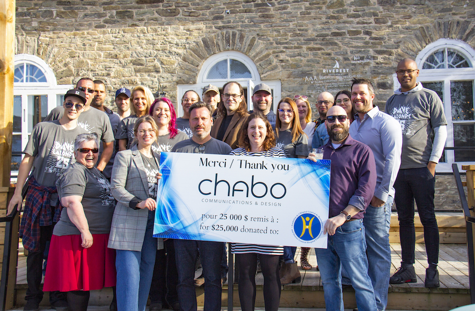 Team of current and former staff members of Chabo Communications & Design gathered to celebrate a total of $25,000 in contribution to the Foundation