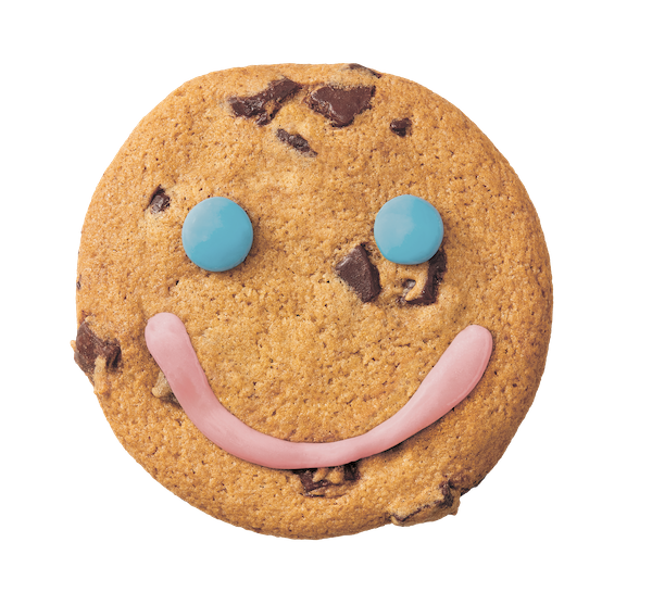 chocolate chips cookie with a happy face