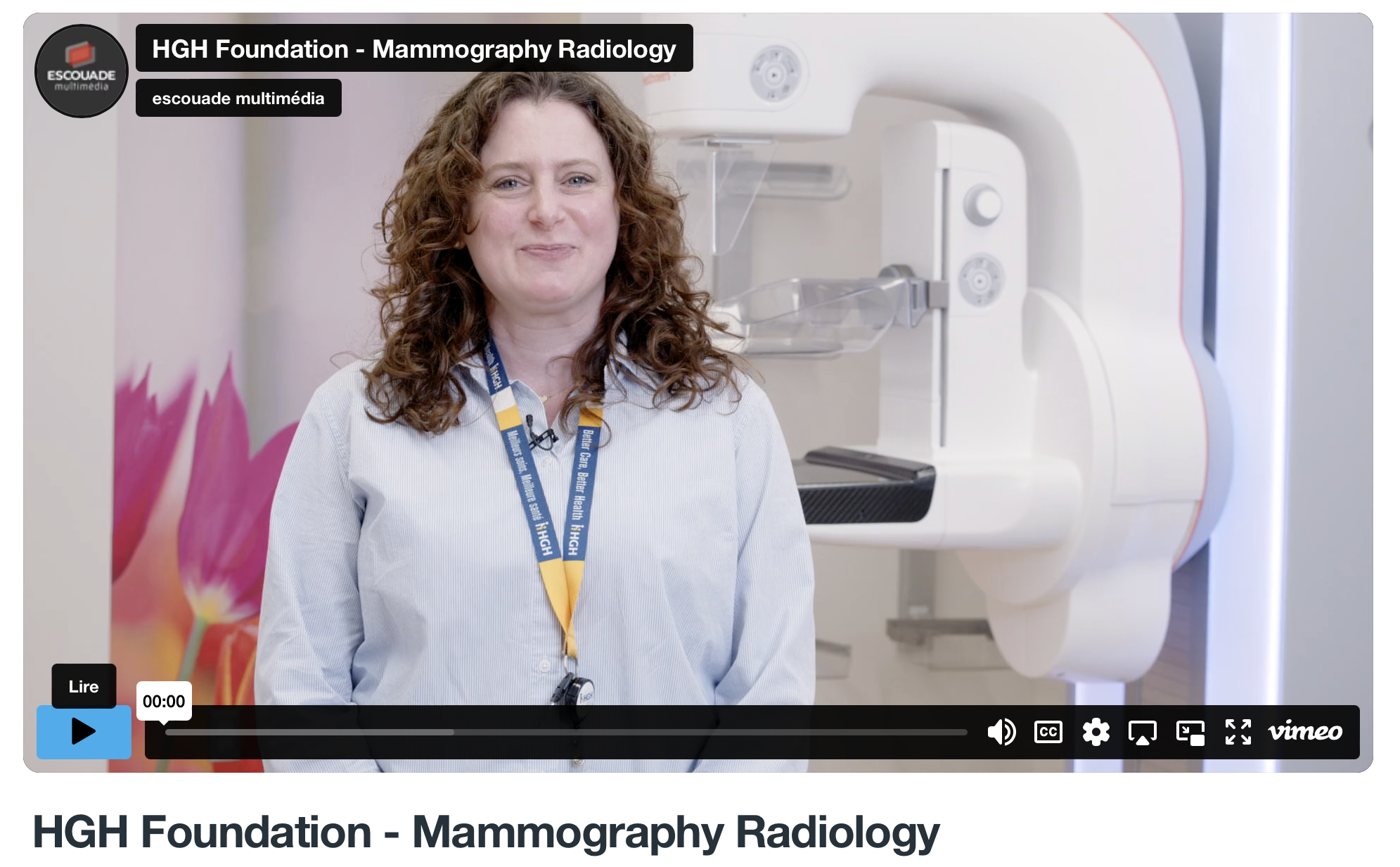 Erin Tabakman, HGH Foundation Executive Director in front of new mammography machine