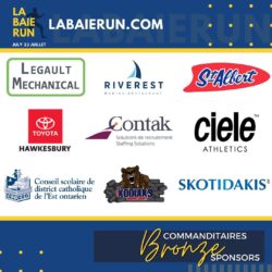 Bronze sponsors: Legault Mechanical; Riverest Marina & Restaurant; St-Albert Cheese; Toyota Hawkesbury; Contak Staffing Solutions; Ciele Athletics; Conseil scolaire de district catholique de l'Est ontarien; Kodics ESRCH; Skotidakis