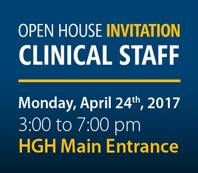 Invitation to clinical staff for HGH open house on April 24, 2017
