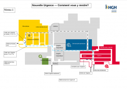 Plan du niveau 1 pour se rendre à l'Urgence de l'HGH