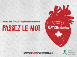 Avril est le mois Soyez un donateur Passez le mot