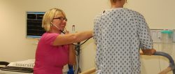 Nurse and patient during treadmill stress test