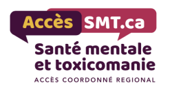 Logo de l'Accès SMT.ca Santé mentale et toxicomanie Accès coordonné régional