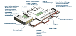 Plan de l'hôpital présentant les éléments du projet de réaménagement