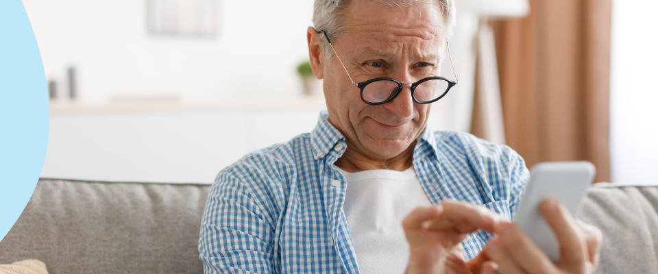 patient looking at imaging on his phone